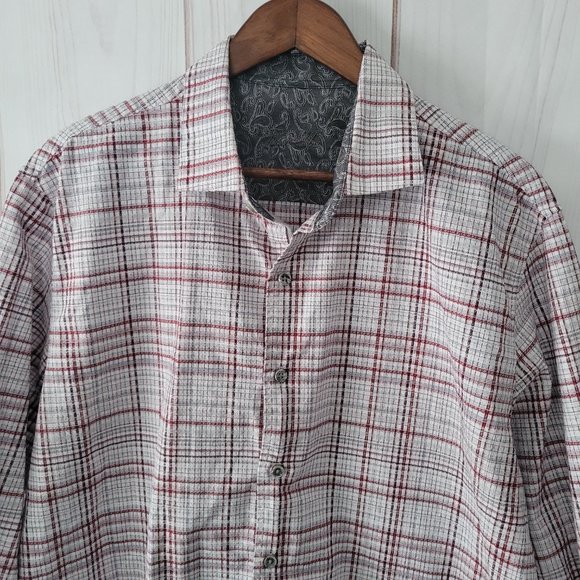 Taso Elba Men’s XL Button Front 100% Textured Cotton Long Sleeve Shirt, EUC - Picture 3 of 11